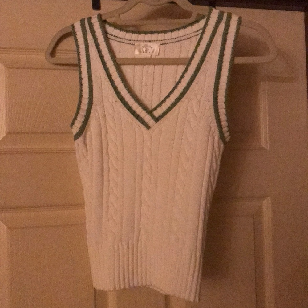 Loft Green & White sweater Vest